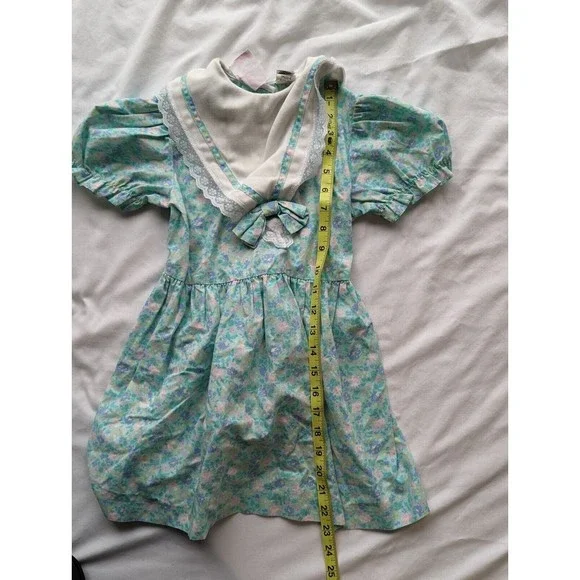 Allison Ann Girls Party Dress Size 6 Floral Puff Sleeve Garden Easter Vintage - Picture 6 of 9